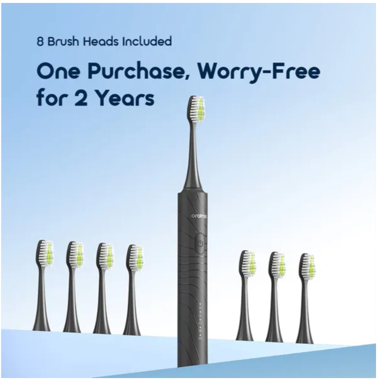 oraimo Magnisonic Sonic Power Electric Toothbrush with  5 intensity levels,  8 brush heads included,  60 day usage time  Electric Toothbrushes