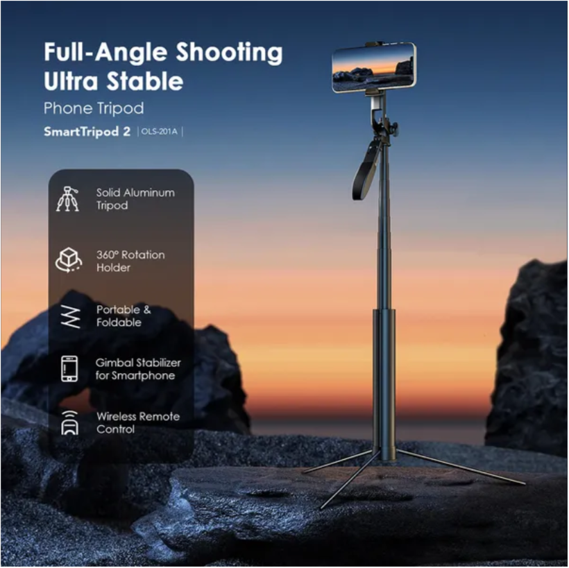 oraimo SmartTripod 2 360° Tripod Gimbal Stabilizer,  360° Rotation Holder, Remote Control  Phones Tripods