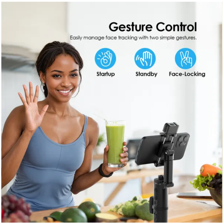 oraimo FlowMotion Smart Face-Tracking Gimbal, Face Tracking with Fill Lights, Gesture control,  Multi-Angle Shooting  Phones Tripods