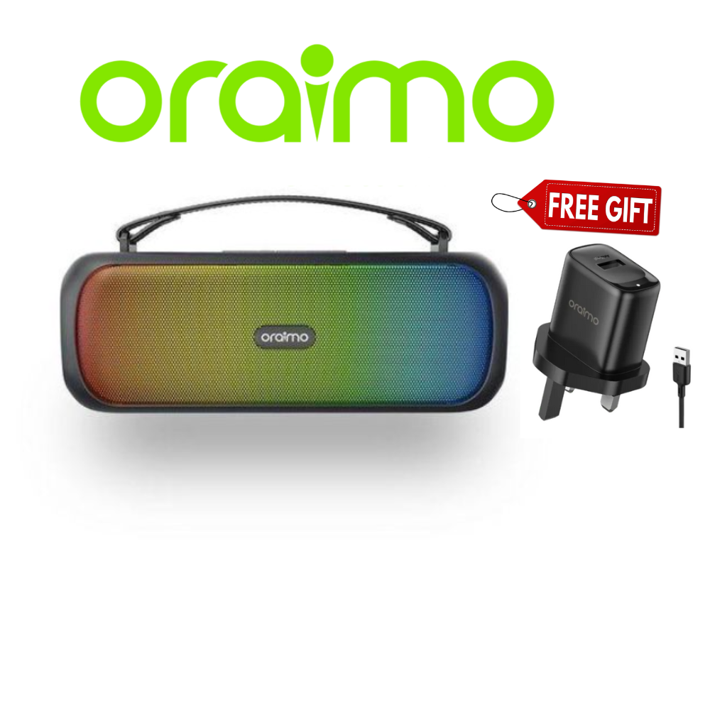 Oraimo OBS-75D Bass Go Boom Portable Wireless Speaker with a free Type C 10W charger Bluetooth Speakers
