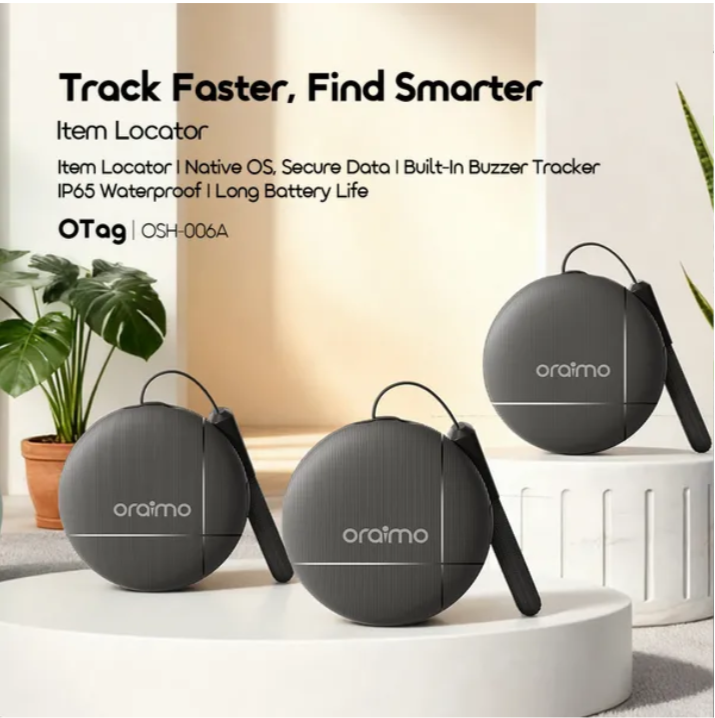 oraimo OTag IP65 Waterproof Android Item Locator, Native OS Secure Data,  Built-in Buzzer Tracker & Accurate Location Finder