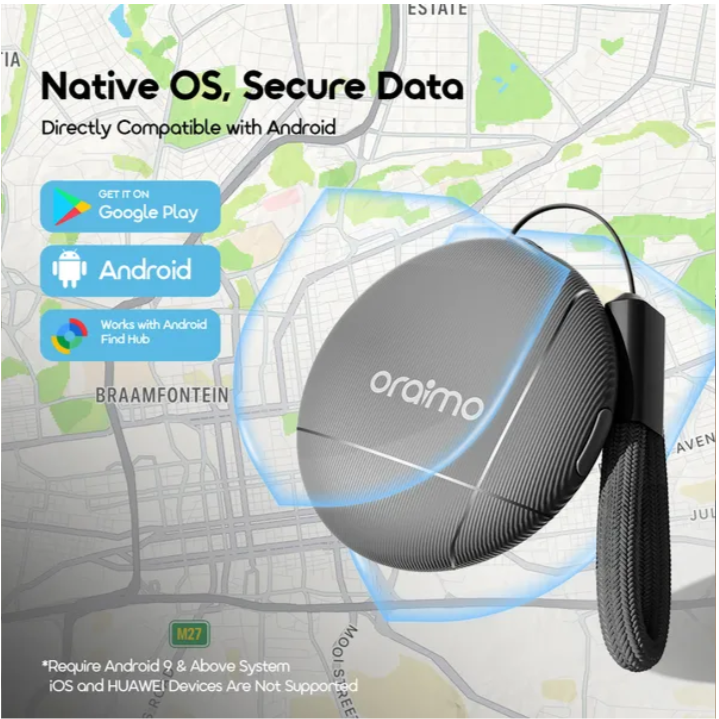 oraimo OTag IP65 Waterproof Android Item Locator, Native OS Secure Data,  Built-in Buzzer Tracker & Accurate Location Finder