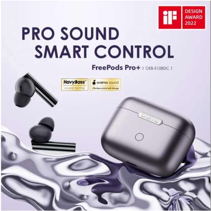 Oraimo FreePods Pro+ Hybrid ANC True Wireless Earbuds with Hybrid ANC, Up to 45dB Wide Area Tap Smart Chat Mode & Protective Case Included Bluetooth Earphones