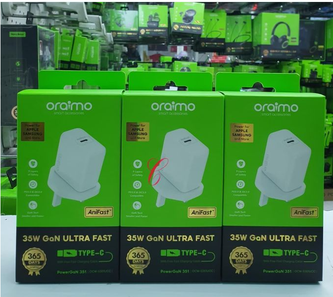 Apple Oraimo PowerGan 351 OCW-5351UCC 35W GaN ultra fast charger wall chargers