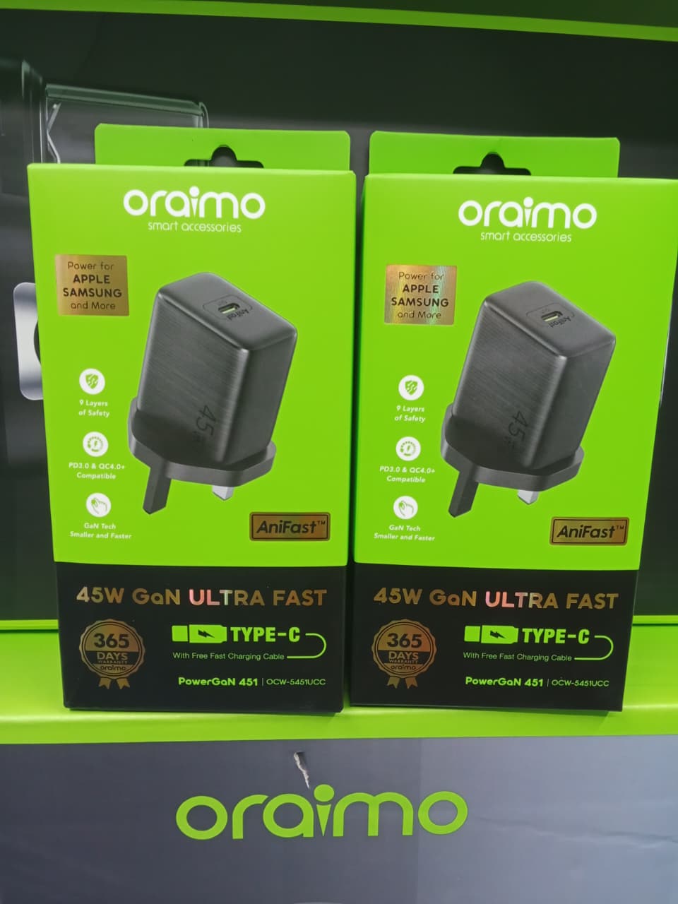ORIGINAL ORAIMO POWERGaN 451 (OCW-5451UCC) 45 WATTS SUPER FAST CHARGER TYPE C