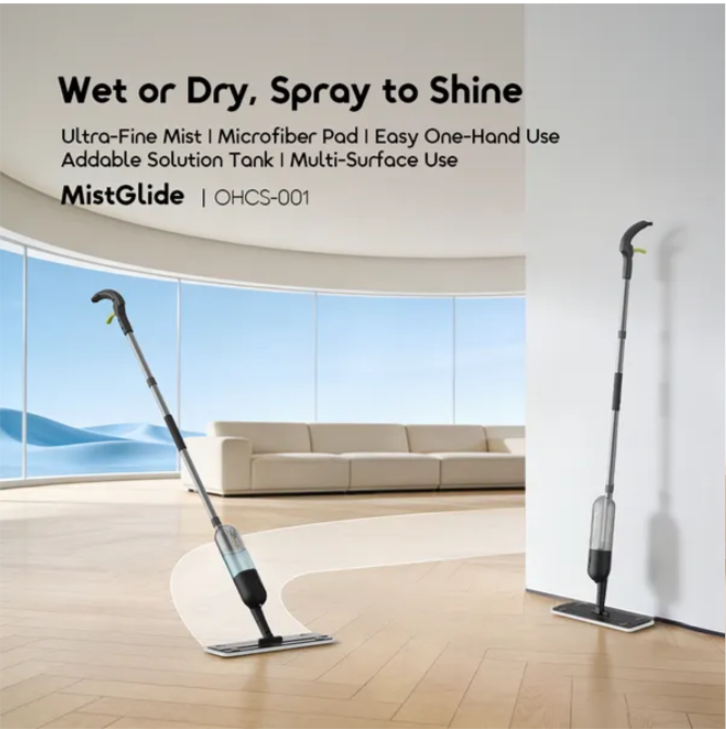 oraimo MistGlide Instant Mist 360° Spray Mop All In One Cleaning Kit, Powerful Spray for Deep Clean, Reach Every Edge, Dry & Wet MicroFiber Pads