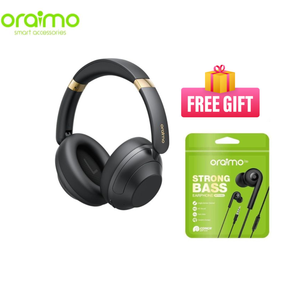 Oraimo BoomPop Pro Wireless Headphones Over-Ear Hybrid Noise Cancellation,  82-Hour Long Playtime &  Touch & Swipe to Control