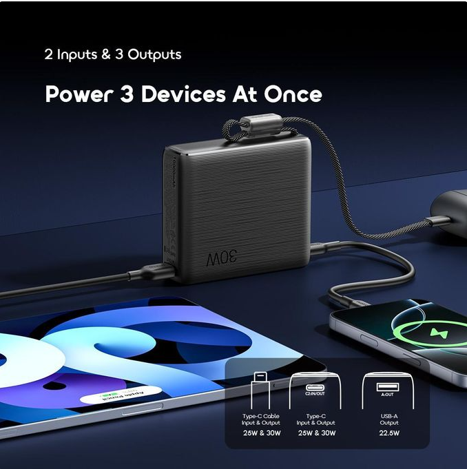 Oraimo PowerNova L21 Power Bank 20000mAh 30W Fast Charging Built-In Cable