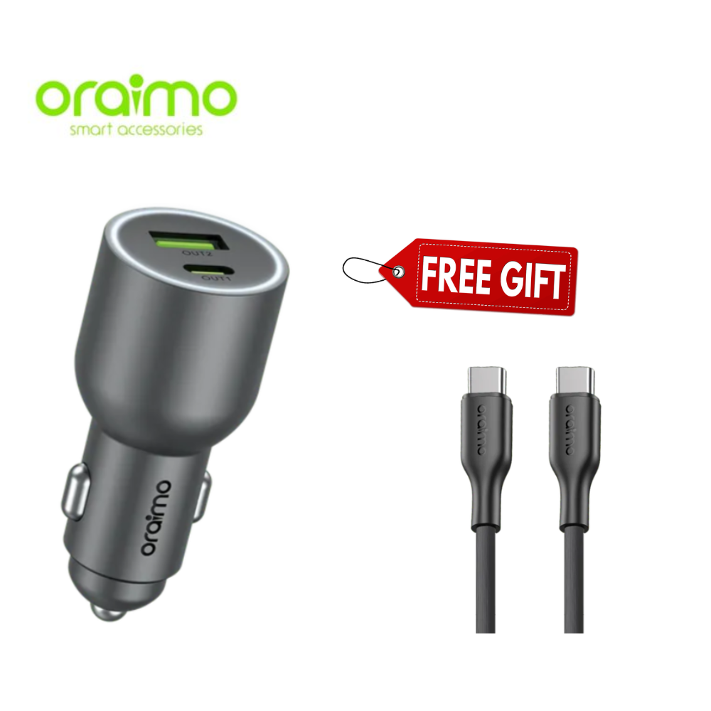 NEW ARRIVAL!! Oraimo PowerDrive 7691 Pro 69W Dual Super Car Charger with a free USB C to C cable Automobile Chargers
