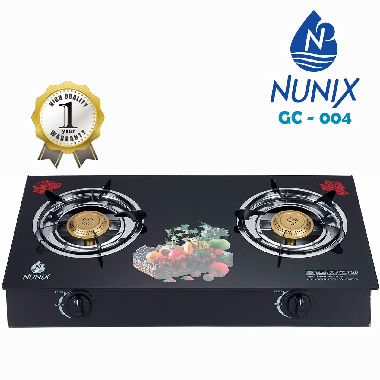 TWO BURNER GAS STOVE cooker Stainless Steel  The stove has an auto ignition feature for lighting the burner‎‎‎.‎‎‎Simply turn the burner knob to the desired flame size and the sparking is turned off