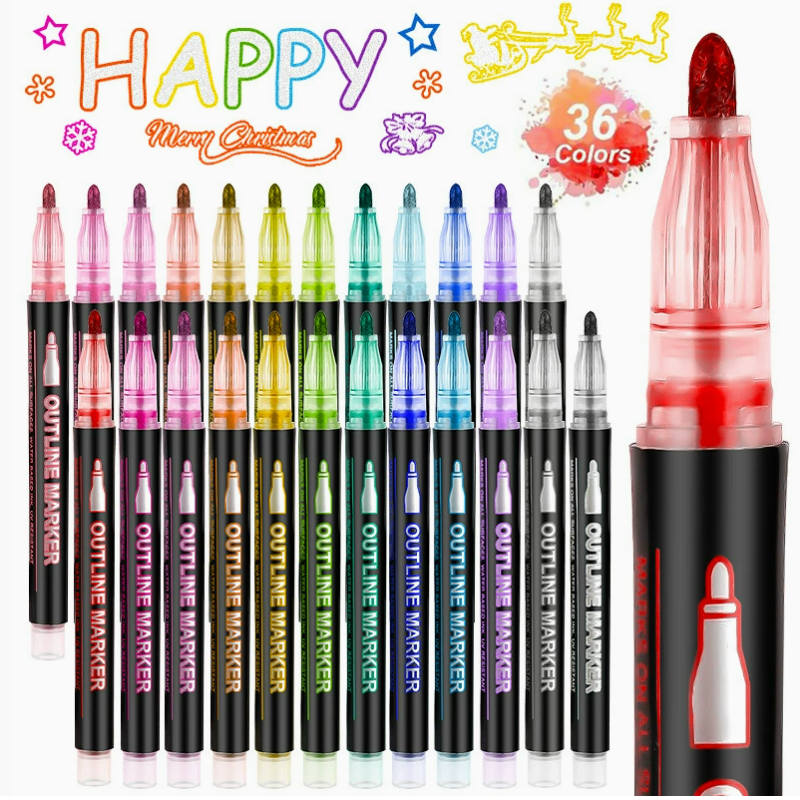 8/24 colors Double-line Outline pen contour pen Dream flash pen Metal color marker DIY handbook fluorescent marker