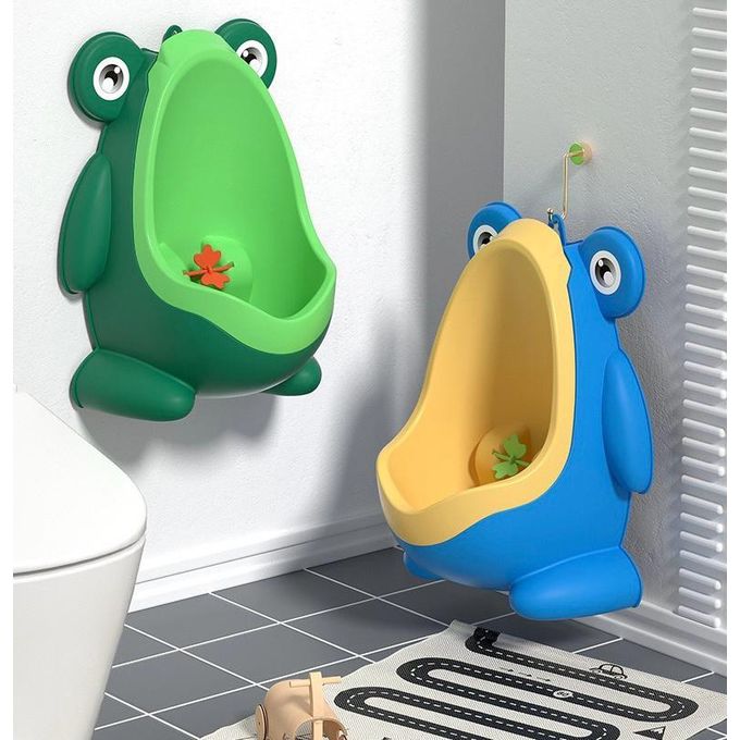 Cute Frog Boys Urinal: A child-friendly, height-adjustable urinal made from non-toxic materials, featuring a playful rotating windmill to encourage potty training.