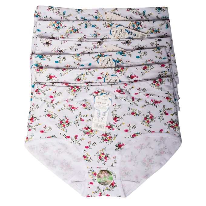 3 Pieces Beautiful Flowered Cotton Seamless Ladies Panties - Assorted Colors