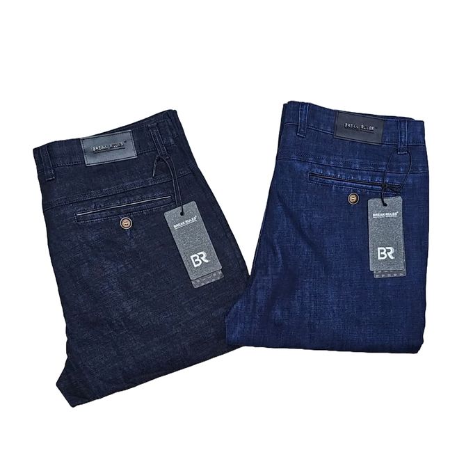 2 PCS High Quality Men Break Rule Jean Trousers, Straight Leg Men Denim Trouser