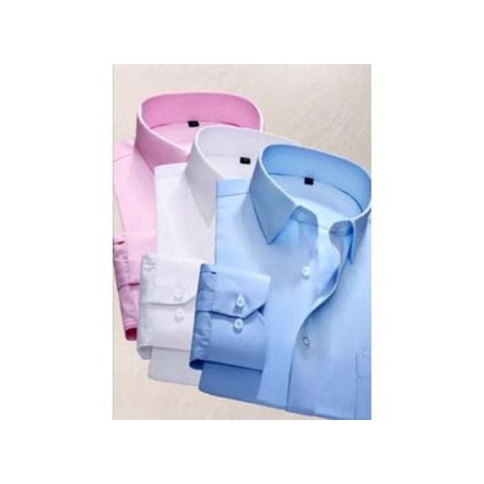 Fashion men high quality official stylish cotton shirts - 3 pcs made from breathable cotton for all day comfort.