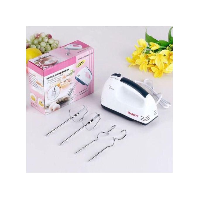 Scarlet hand mixer Which allows you to whisk, whip, mix andblend dough, egDough mixer, Food mixer, Egg whiskgs, butter, salad dressings,cake and cream efficiently and easily2【Food Grades Attachments】