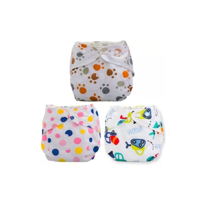 Washable Reusable Adjustable Baby Diaper Printed Unisex Cloth Diapers Infant Nappy Soft Covers With 3 in1 Inserts.