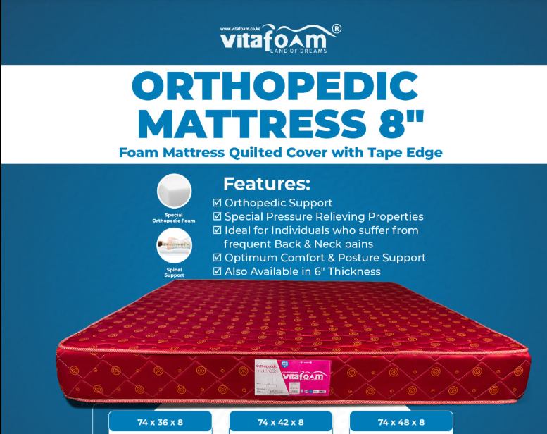 Vitafoam Orthopedic Foam Mattress with Quilted Cover and Tape Edge
