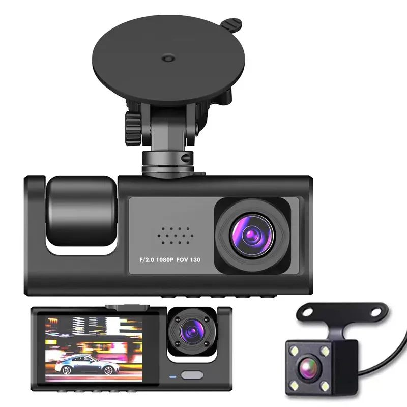 3 Lens Camera Car DVR Dash Cam HD 1080P Dashcam Video Recorder Car Black Box