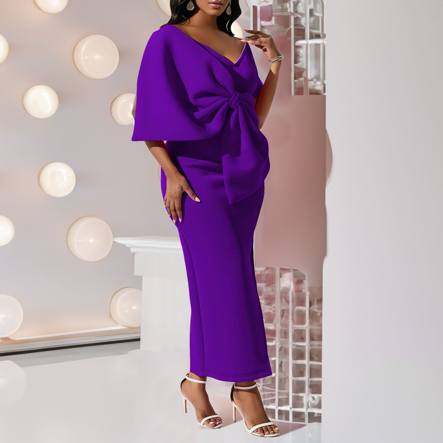 Party dress sexy big bow slit dress with hip wrap skirt dress Sheath Dress Package Hip Skirt Women's Clothing Fashion Dress