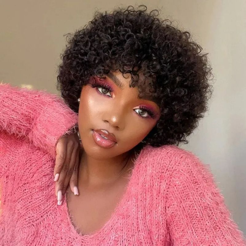 Afro Curly Wigs 100% Human Hair Short Wigs