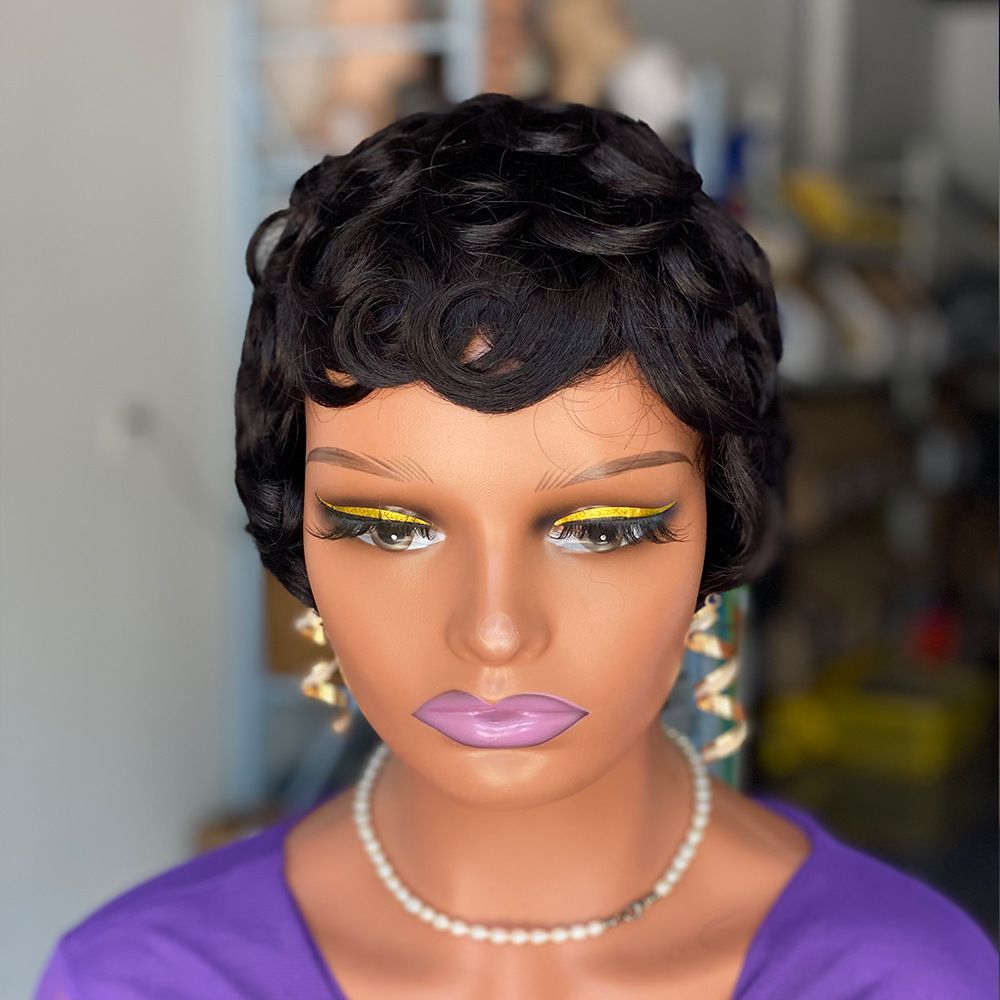 Short Wavy Wig Human Hair