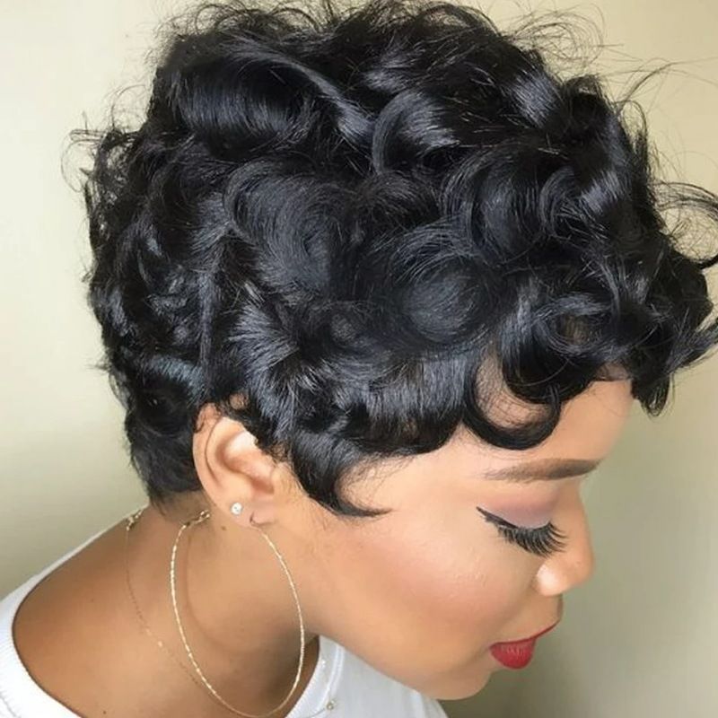 Short Wavy Wig Human Hair