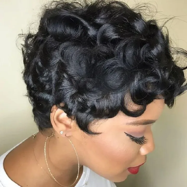 Short Wavy Wig Human Hair