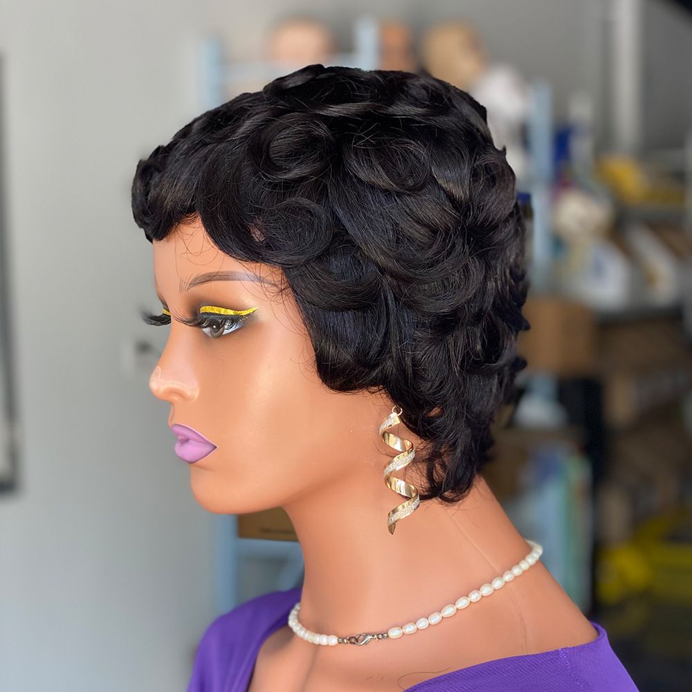 Short Wavy Wig Human Hair