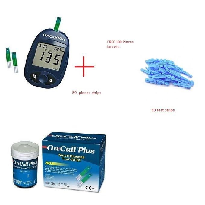 On Call Plus Glucometer With 50 Strips And 100 Lancets