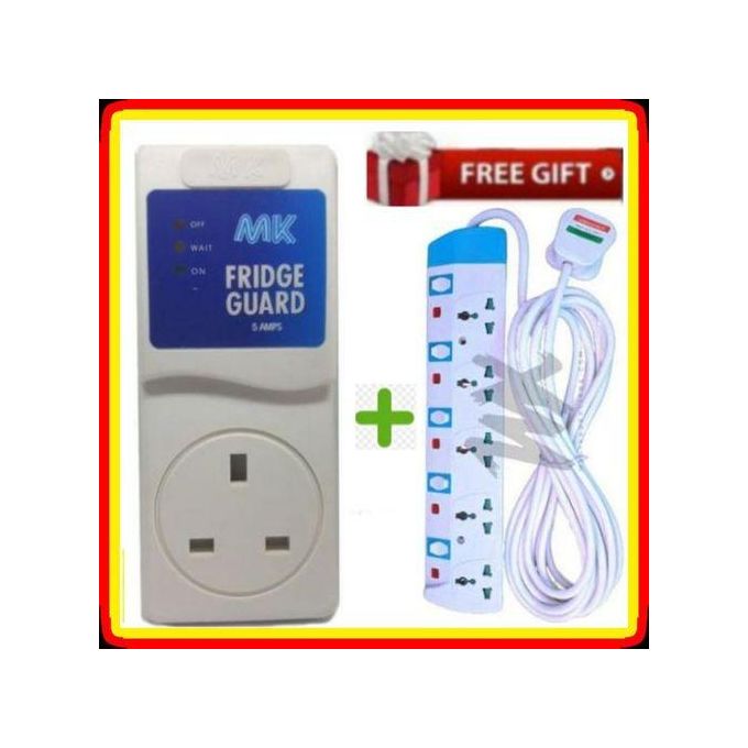 MK Universal Fridge Guard For Ramtoms, Hisense , Samsung Refrigerator-white+Free 5-way Power Extension Cable