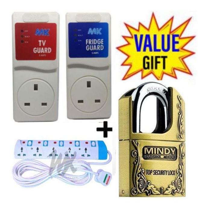MK TV Guard+Fridge Guard+5 Way Power Extension+ 70mm Padlock