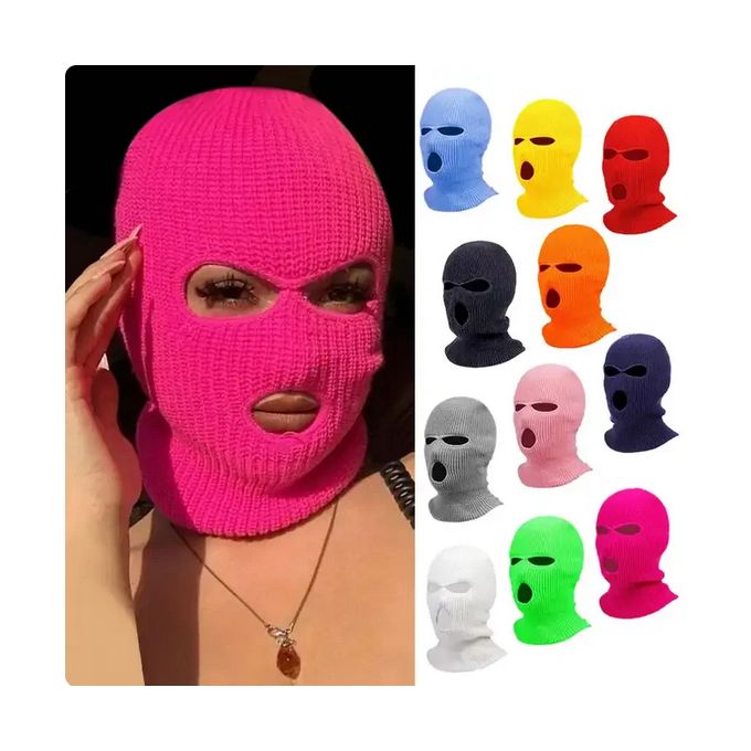 3 Hole Winter Knitted Mask, Outdoor Sports Full Face Cover Ski Mask Warm Knit Balaclava for Adult Beanie