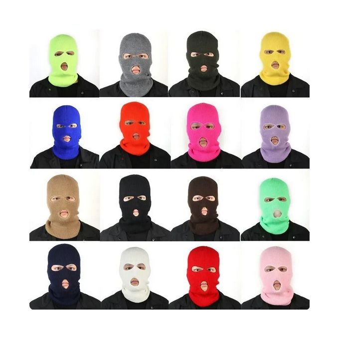 3 Hole Winter Knitted Mask, Outdoor Sports Full Face Cover Ski Mask Warm Knit Balaclava for Adult Beanie