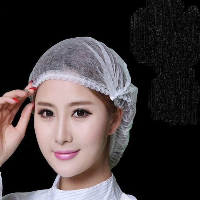 Disposable Blue/White Hairnets Nurse Caps Scrub -100pcs Set