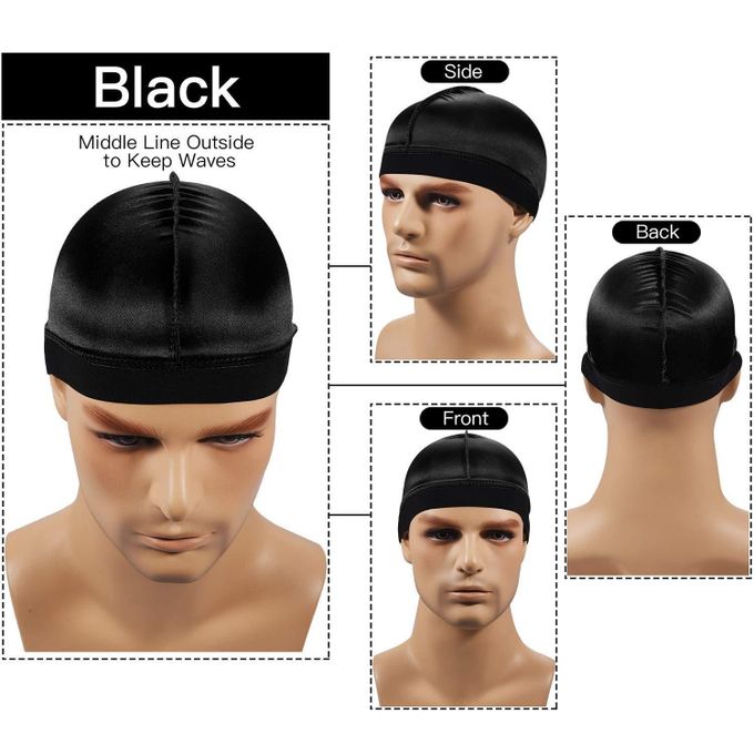 4PCS Silky Durags, Silk Durag for Men Women Waves, Silk Durag Pack with 1 Wave Cap, Silky Satin Durag Extra Long Tails