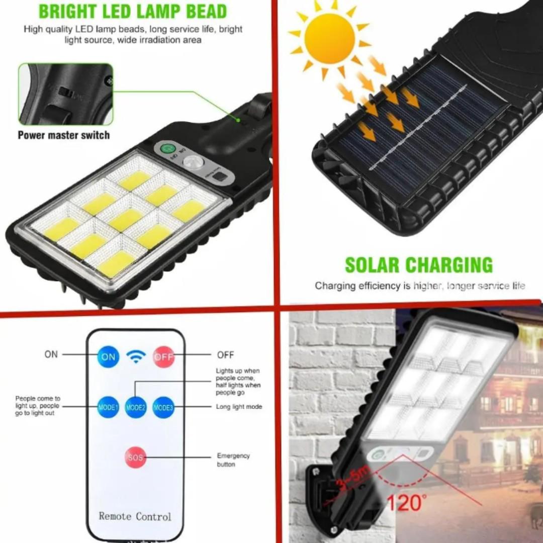 2 PACK New Solar Light PIR Motion Sensor Garden Outdoor LED Lighting Waterproof Smart Remote Control Lamp Solar Power Street Lamp