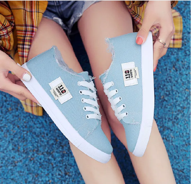 rubber flat shoes canvas shoes sports shoes classic women's shoes ladies shoes slip resistant breathable denim casual shoes running shoes student girl sneakers fashion