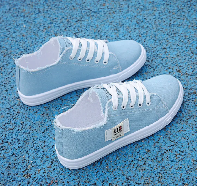 rubber flat shoes canvas shoes sports shoes classic women's shoes ladies shoes slip resistant breathable denim casual shoes running shoes student girl sneakers fashion