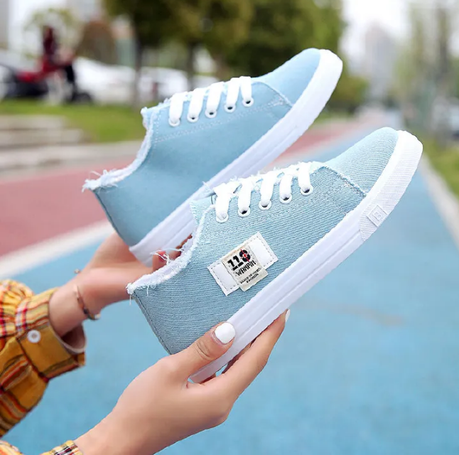 rubber flat shoes canvas shoes sports shoes classic women's shoes ladies shoes slip resistant breathable denim casual shoes running shoes student girl sneakers fashion