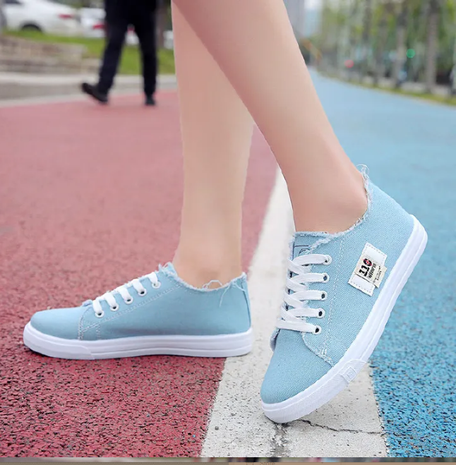rubber flat shoes canvas shoes sports shoes classic women's shoes ladies shoes slip resistant breathable denim casual shoes running shoes student girl sneakers fashion