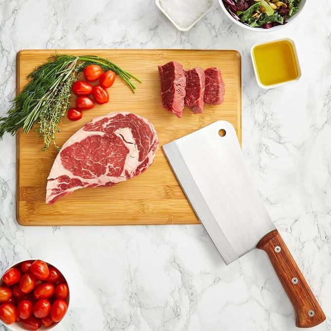 Chinese Cleaver Knife - Premium Butcher Cleaver Kitchen Knife For Meat Cutting And Chopping Vegetables, High Carbon Steel 7 Inch Blade With Ergonomic Non Slip Handle