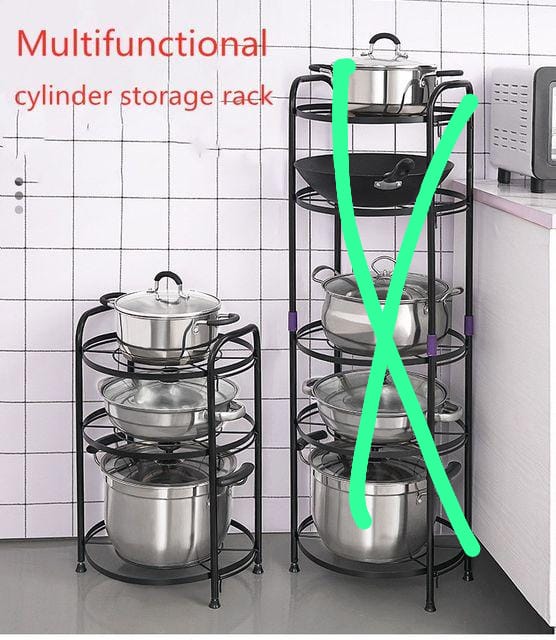 High quality Three layers creative kitchenware organizer  pot rack kitchen shelf storage flower pot rack etc material is thickened Metal: Food grade heavy duty chrome plated steel frame