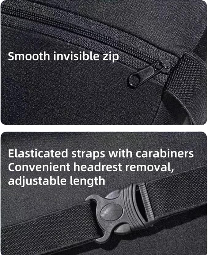 Backrest Memory Foam l Car Seat Headrest Neck Pillow Backrests Set,Summer Driving Headrest/Pillow Relieves Neck Stiffness and Provides Support (Black)                                                 .