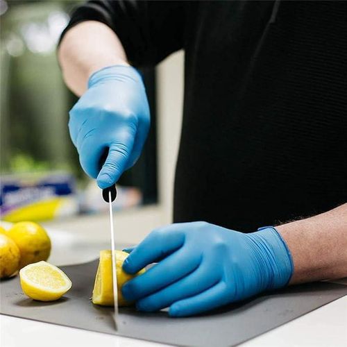 Kitchen Gloves 100pcs pack . black,blue,white  multifunction disposable nitrile gloves, latex-Free, powder-free gloves, reusable disposable gloves - work                                              .