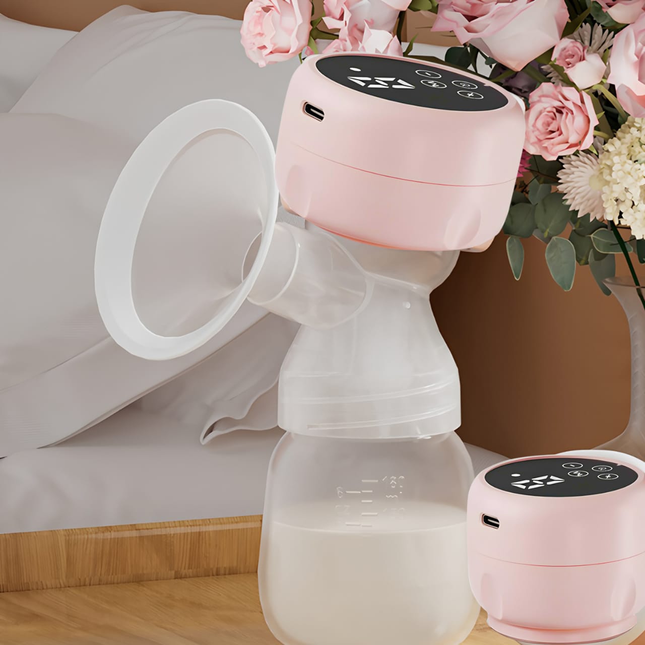 Single Portable Breast Pump Electric Intelligent Integrated High Suction Breast Pump Breast Milk Postpartum Fortable Painless Silent Painless, Portable, Smart Touch |Simulated Pumping | comfortable  .