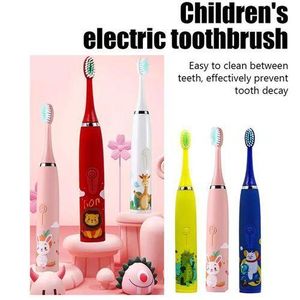 Rechargeable Cartoon Smart Kids Electric Toothbrush with 4 Modes, 2-Minute Timer, and Multiple Replaceable Brush Heads