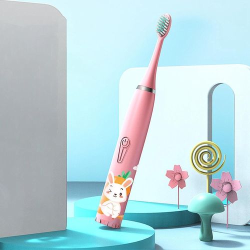 Rechargeable Cartoon Smart Kids Electric Toothbrush with 4 Modes, 2-Minute Timer, and Multiple Replaceable Brush Heads