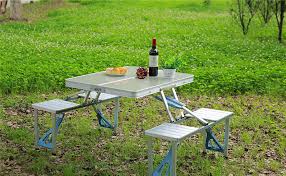 Folding Adjustable Aluminum Alloy Lightweight Outdoor Portable Picnic Camping Chair And Table Set With 4 Seats