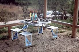 Folding Adjustable Aluminum Alloy Lightweight Outdoor Portable Picnic Camping Chair And Table Set With 4 Seats